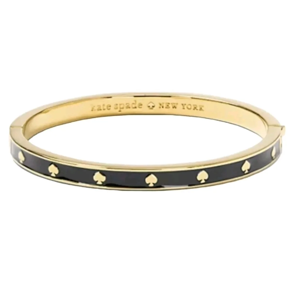 Kate Spade Spot the Spade Enamel Hinged Bangle Bracelet in Black